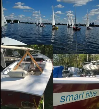 Impressionen in der Kollage vom Segeln der "Smart Blue" auf der Alster in Hamburg