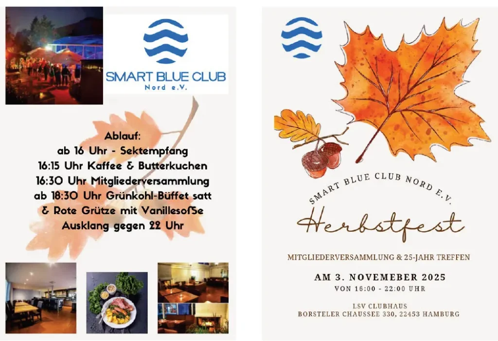 Mitgliederversammlung un dHerbstfest 25 Jahr Treffen vom Sportverein Smart Blue Club Nord e.V. in Hamburg